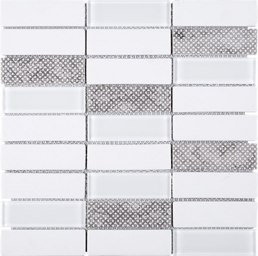 White Stacked Glass Mosaic Tile JREGL5