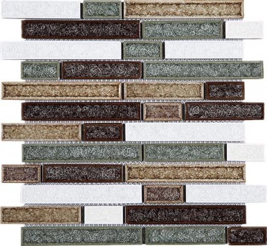 Roman Art Random Interlocking Glass and Ceramic Brick Mosaic Tile JRPC3