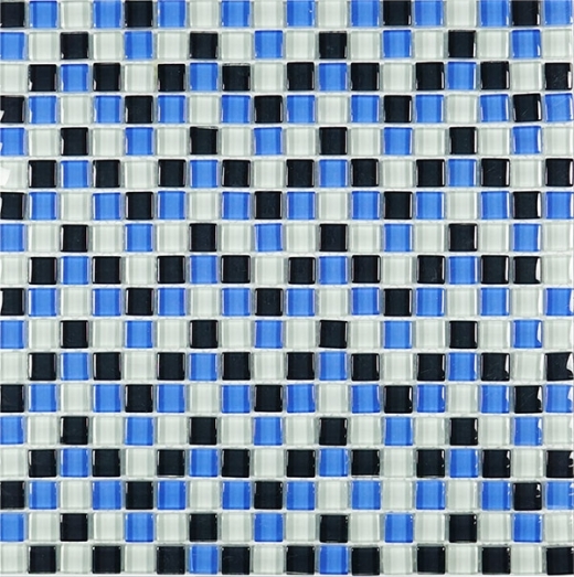 Mini Blue Blue and White Glass Square Mosaic Tile JSDF2