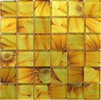 Yellow Square Polished Glass Mosaic Tile JSL4