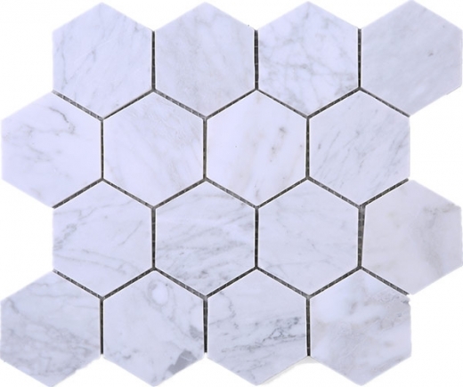 Hexagon White Carrara Marble Mosaic Tile JWHCA2