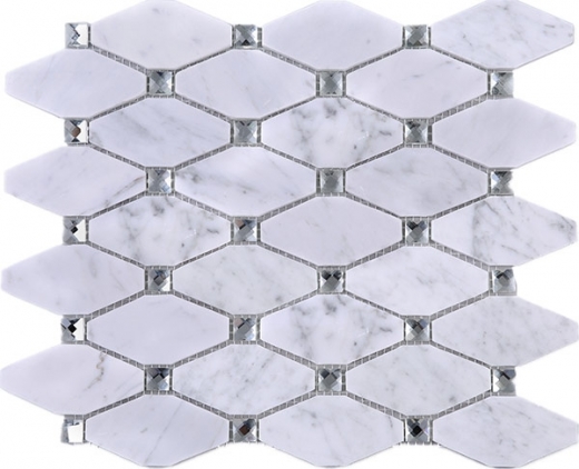 Diamond White Carrara Crystal Mosaic Tile JWHCA7