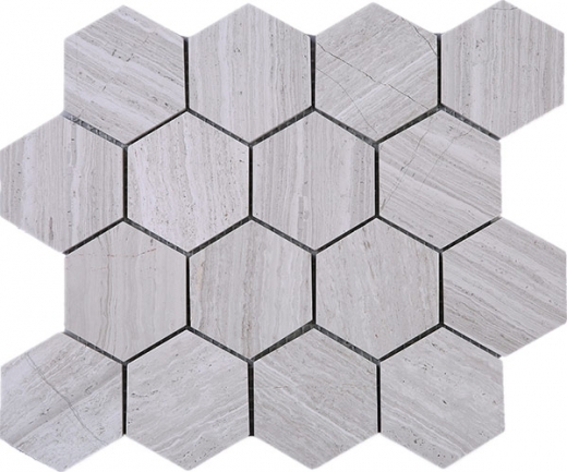 Wooden Grey Hexagon Stone Mosaic Tile JWOBE2