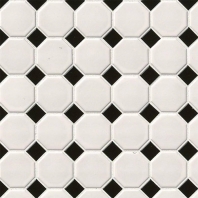 MSI White And Black Matte Octagon Mosaic Tile