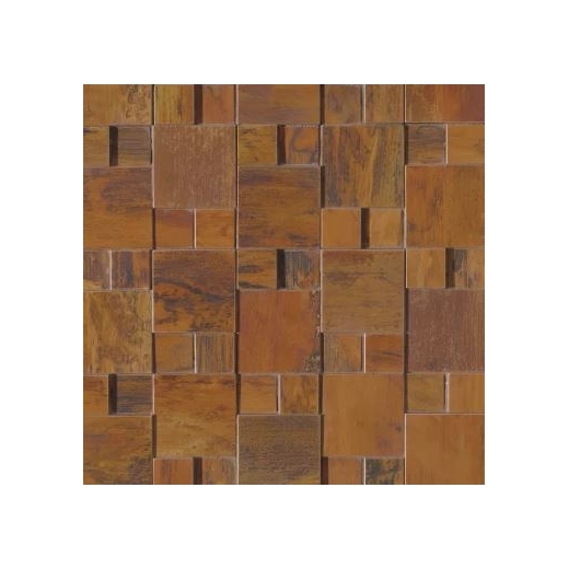 Bedrosians Acadia Brown 3D Metal Square Mosaic Tile