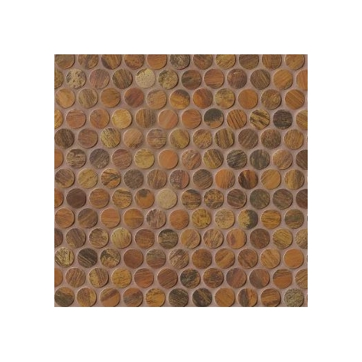 Bedrosians Acadia Brown Metal Penny Round Tile