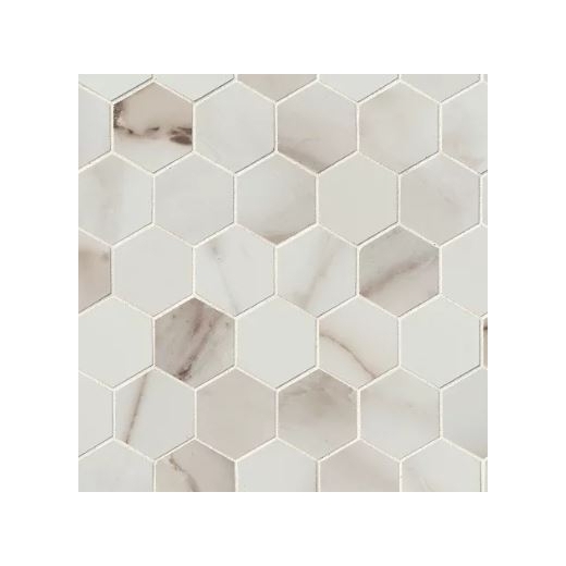 Bedrosians Calacatta Hexagon Porcelain Polished Mosaic Tile