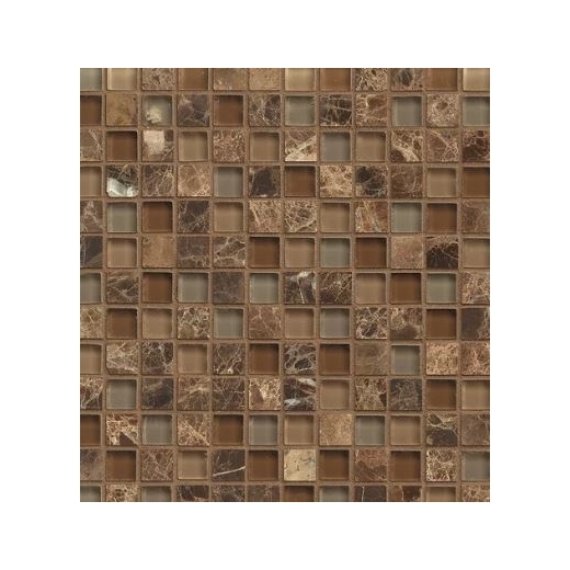 Bedrosians Interlude Glass and Stone Brown Mosaic Tile- GLSILDDUE34MOB