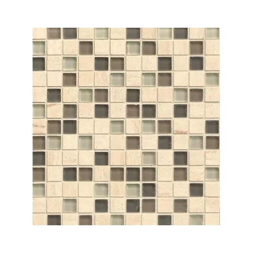 Bedrosians Interlude Glass and Stone Beige Mosaic Tile- GLSILDFAL34MOB