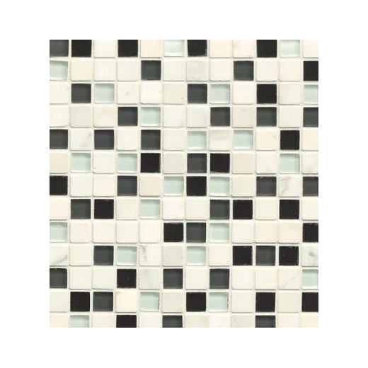 Bedrosians Interlude Glass and Stone White Mosaic Tile- GLSILDHYM34MOB