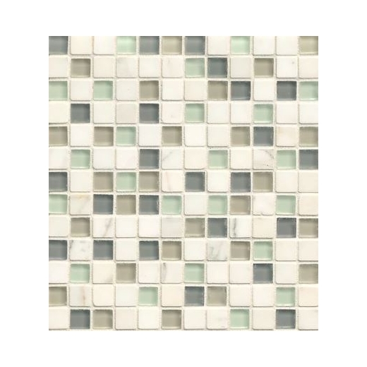 Bedrosians Interlude Glass and Stone White Mosaic Tile- GLSILDMIN34MOB