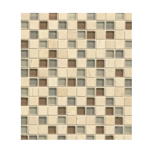 Bedrosians Interlude Glass and Stone Beige Mosaic Tile- GLSILDMUS34MOB