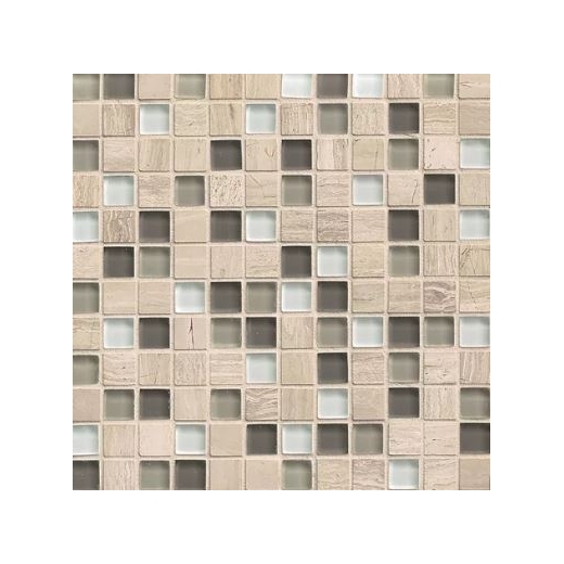 Bedrosians Interlude Glass and Stone Grey Mosaic Tile- GLSILDSTA34MOB