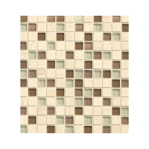 Bedrosians Interlude Glass and Stone Brown Mosaic Tile- GLSILDTRE34MOB
