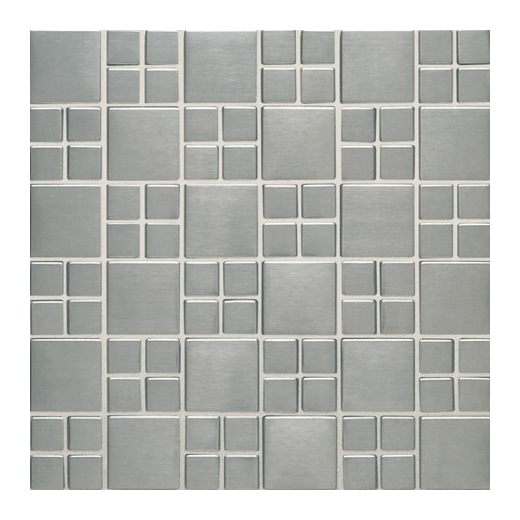 Metalica Square Combo Mosaic in Brushed Stainless Steel SS50