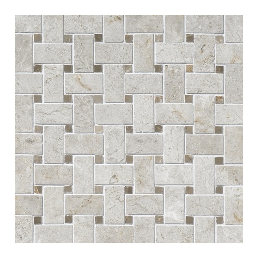 Limestone Arctic Gray 1x2 Basketweave Mosaic Polished L757