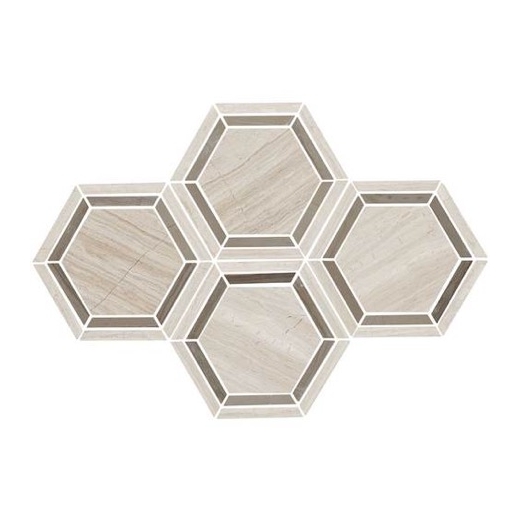 Limestone Chenille White 6 Hexagon Mosaic Honed L191