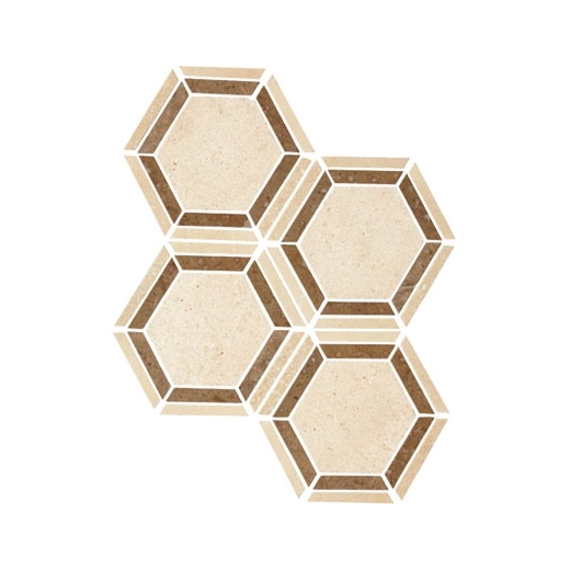 Travertine Torreon 6 Hexagon Mosaic Honed T711