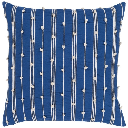Surya Accretion Blue Textured Stripe Coastal Throw Pillow ACT004