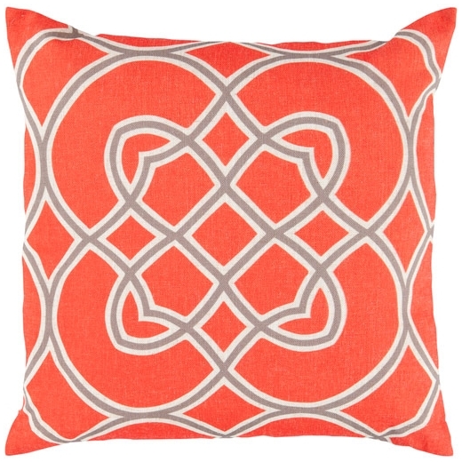 Surya Jorden Orange Arabesque Mid-Century Throw Pillow FF020