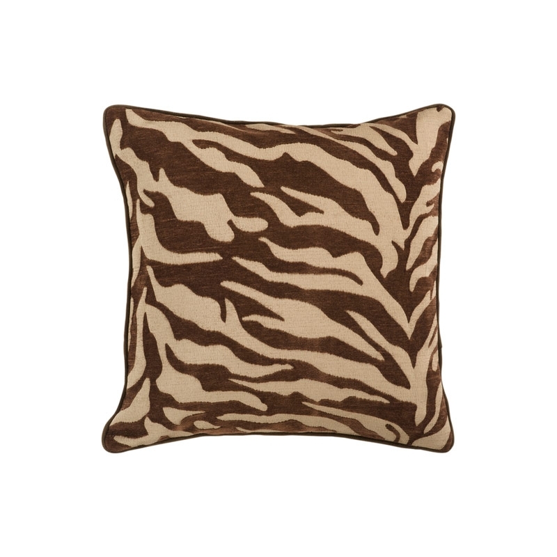 Surya JS033 Velvet  Zebra  Beige Animal Print Throw Pillow 