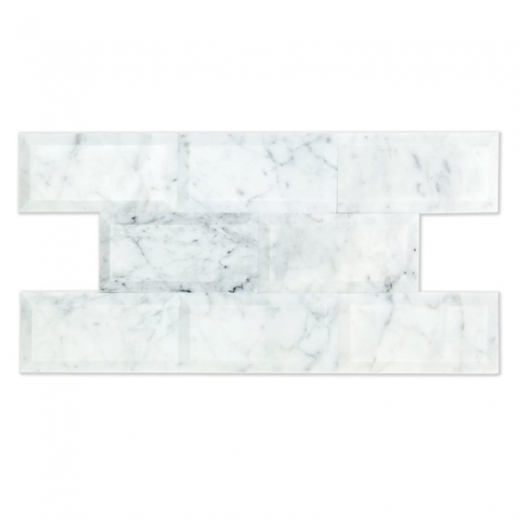 Soho Studio Beveled White Carrara Polished 3x6 Subway Tile