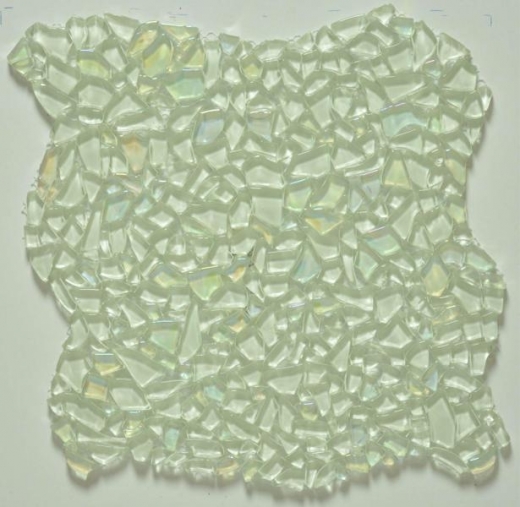 Milstone White Crackled Glass Mosaic Tile ML8396628