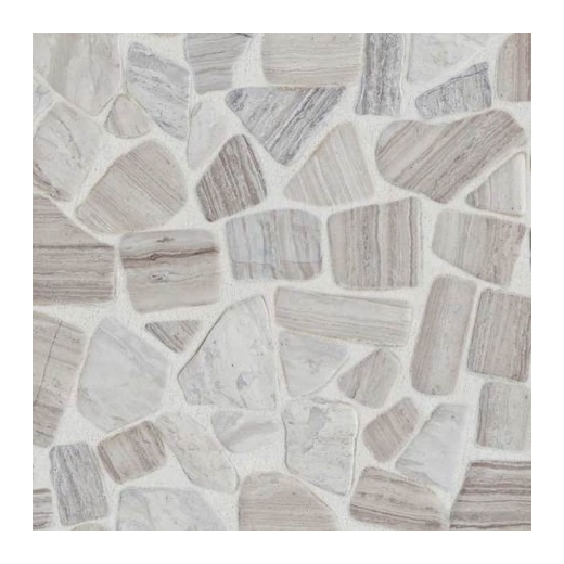 Limestone Chenille White River Pebble Tumbled Mosaic L191