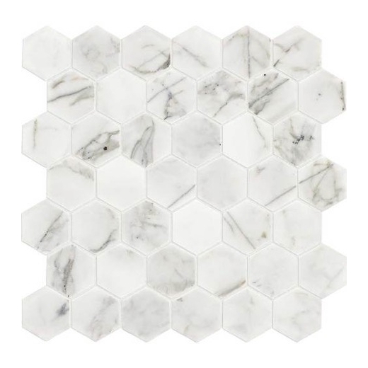 Marble Venetian Calacatta 2" Hexagon Mosaic Polished M474