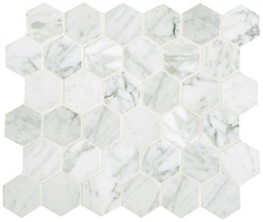 Marble Carrara White 2x2 Hexagon Polished Mosaic M701