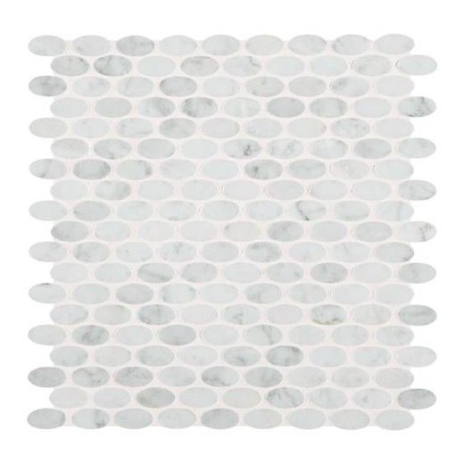 Marble Carrara White Oval Polished Mosaic M701