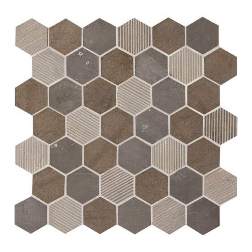 Limestone Sormonne Brun Blend 2" Hexagon Mosaic L351