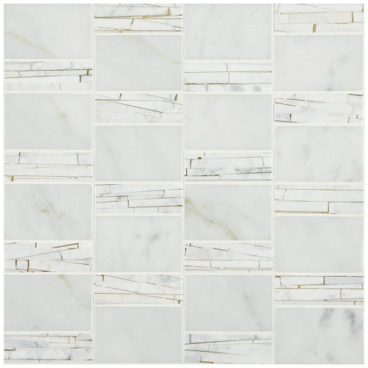 Marble Carrara White Abstract Polished Mosaic M701