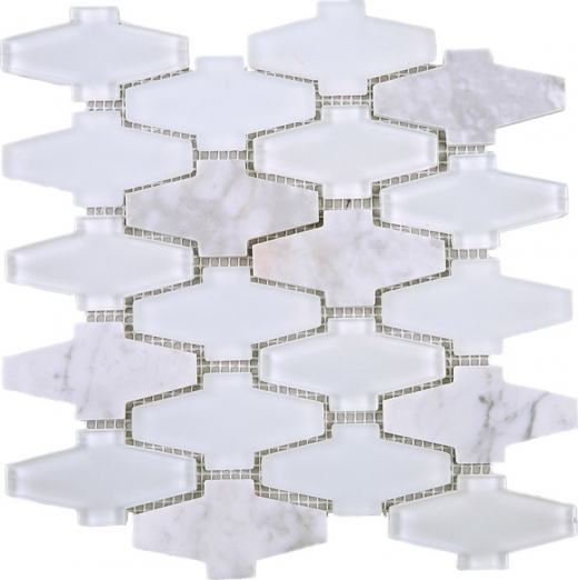 White Glass and Stone Mosaic Tile JCDN1