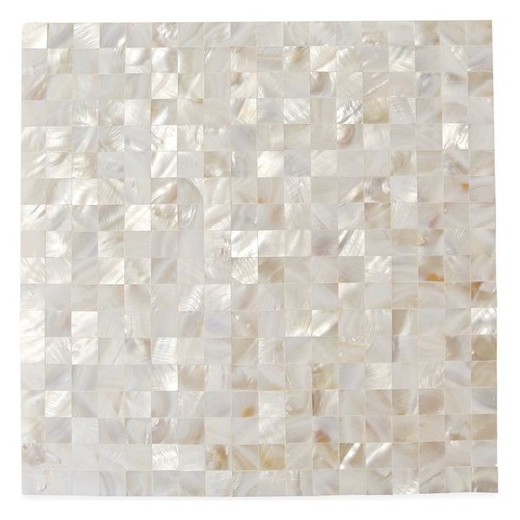 Serene White Squares Seamless Pearl Shell Tile PRLSMLSSQWT