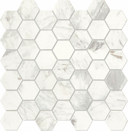 Raine Stratus White 2" Hexagon Marble Mosaic