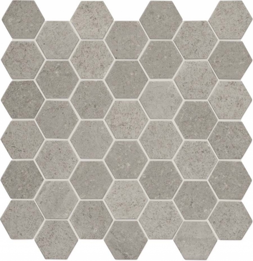 Raine Cumulus Grey 2" Hexagon Marble Mosaic