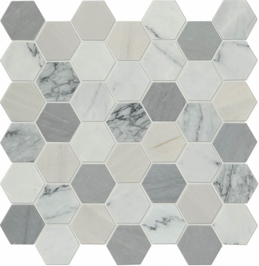 Raine Cirrus Storm 2" Hexagon Marble Mosaic