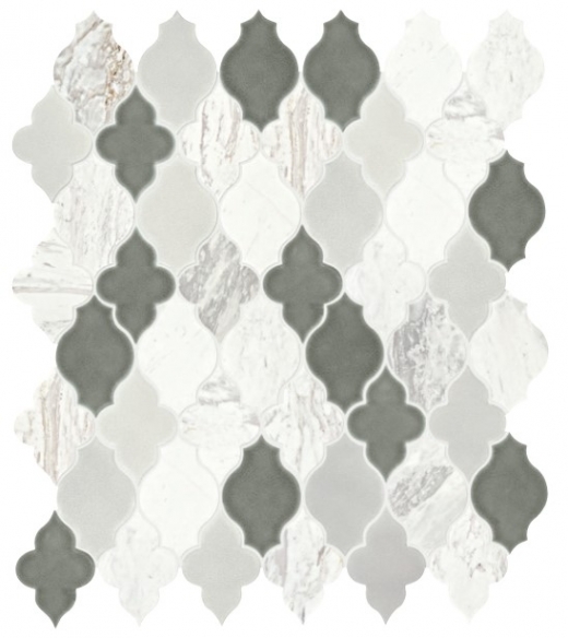 Daltile DA40 Raine Stratus White Blend Arabesque Tile