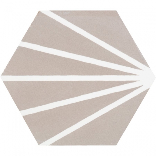 Aries 2.0 Gris with Blanco Line 8" Hexagon Tile TLKRARS2GRISLN