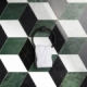 Pari Verde- Nero, Dark Green and Carrara Polished Hexagon Tile PARIVERDE
