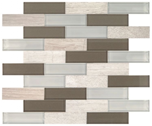 Simply Stick Mosaix Chenille White and Glass Blend Brick Joint Tile