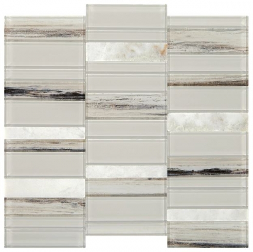 Simply Stick Mosaix Daphne White and Glass Blend Straight Stack Tile