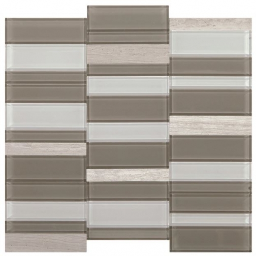 Simply Stick Mosaix Chenille White and Glass Blend Straight Stack Tile