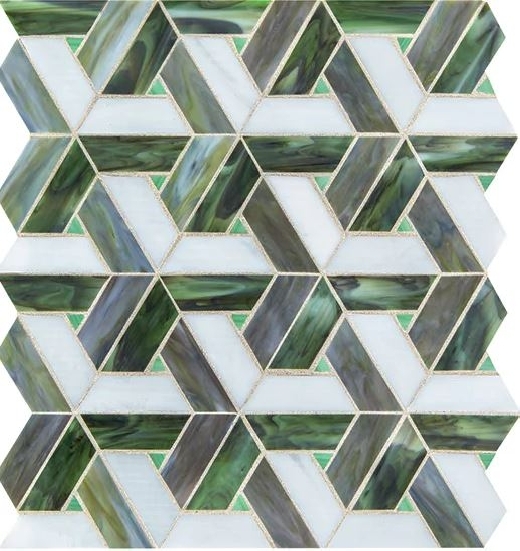 Vivify Enchanted Green Stained Glass Mosaic Tile
