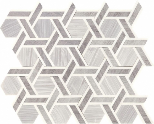 Fonte Nautical Grey Blend Rotating Hexagon Mosaic Tile
