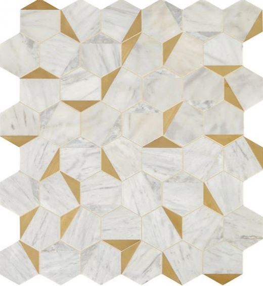 Alluring White Brass Mosaic Tile LV28 - LV28ILUSNRYMS1P