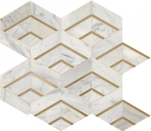 Lavaliere Alluring White Brass Mosaic Tile LV27