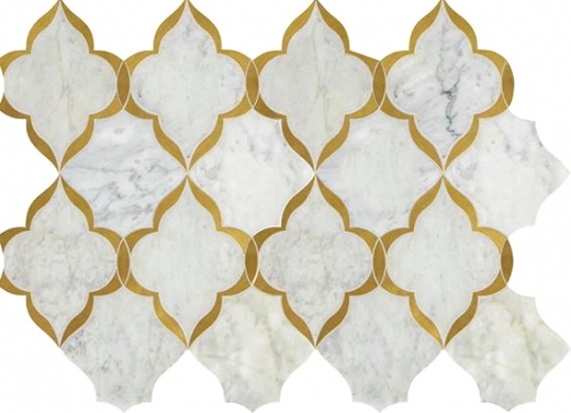 Lavaliere Carrara White Brass Mosaic Tile LV34