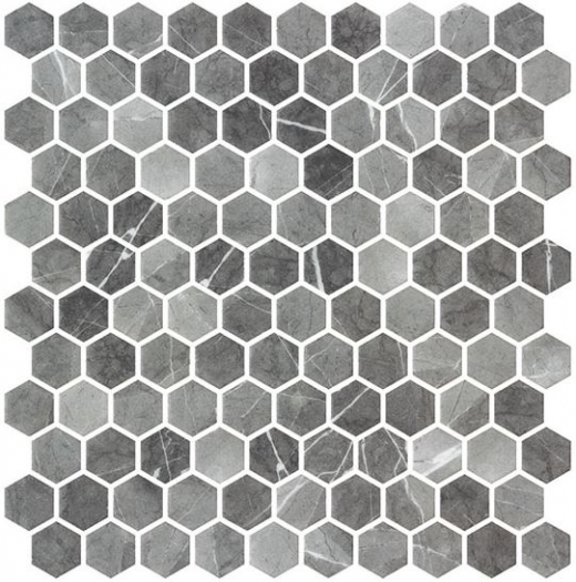 Karma Ridge Ashley Rock Black Marble Look Hexagon Tile KR1401